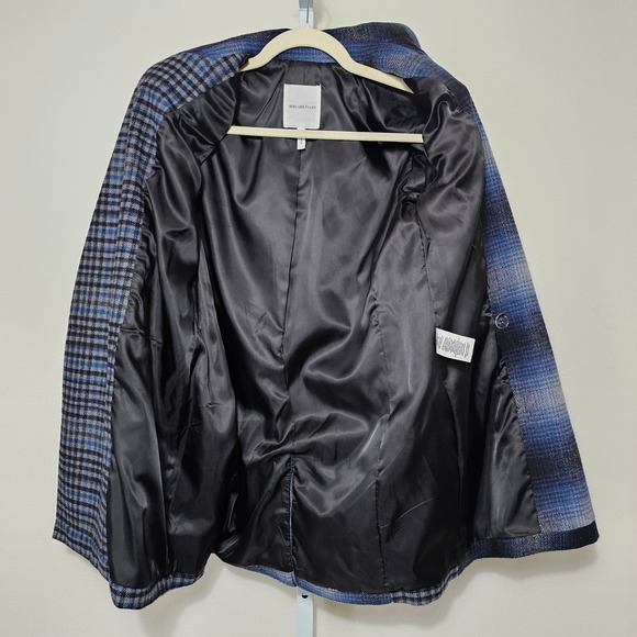 AVEC LES FILLES Wool Blend Double Breasted Mixed Plaid Blazer Jacket Sz S - Picture 5 of 15